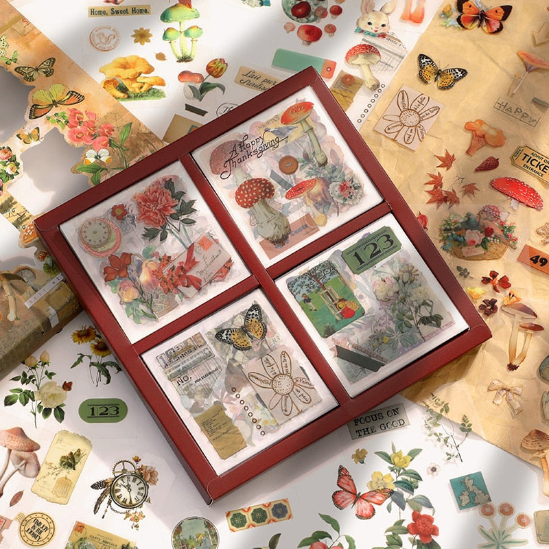 Vintage Nature Sticker Set- 100 Pcs