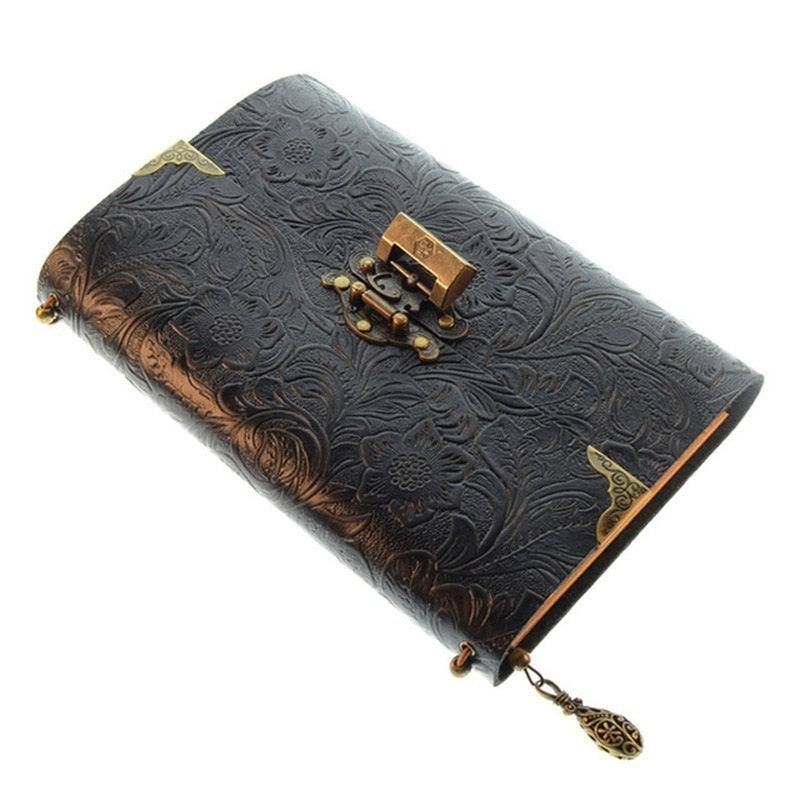 Embossed Soft Leather Diary with Lock and key