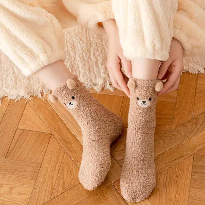 Bear Hug Bliss: Kawaii Fluffy Socks for Cozy Comfort