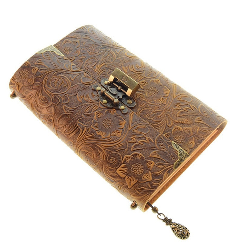 Embossed Soft Leather Diary with Lock and key