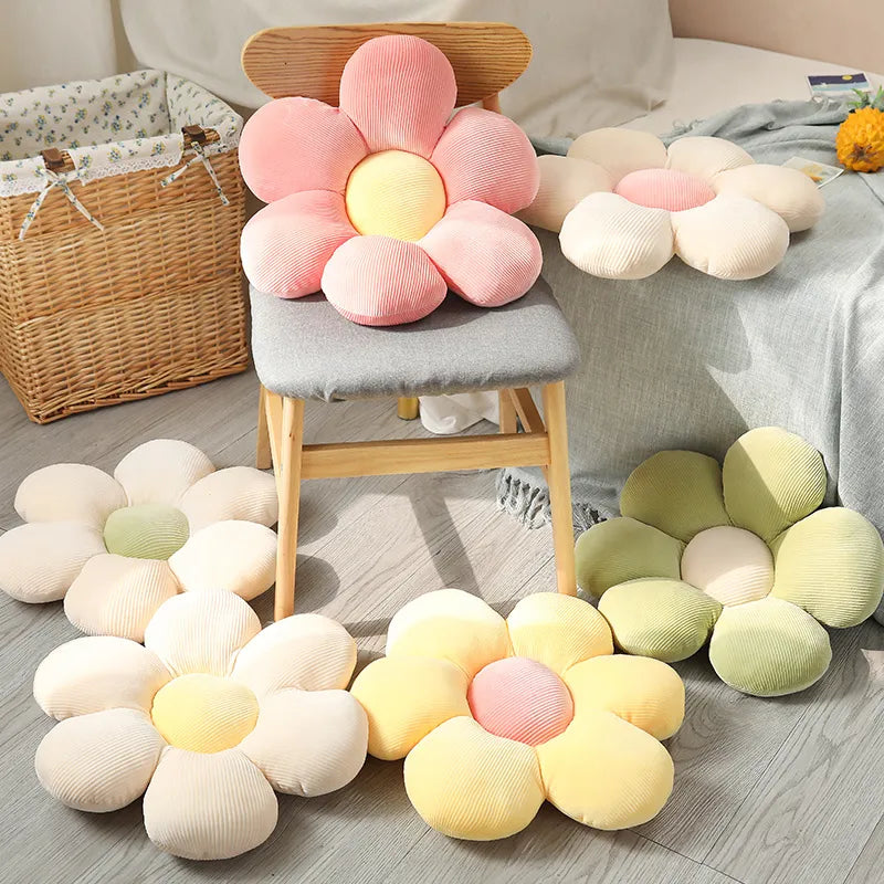 Kawaii Colourful Flower Plush Cushion