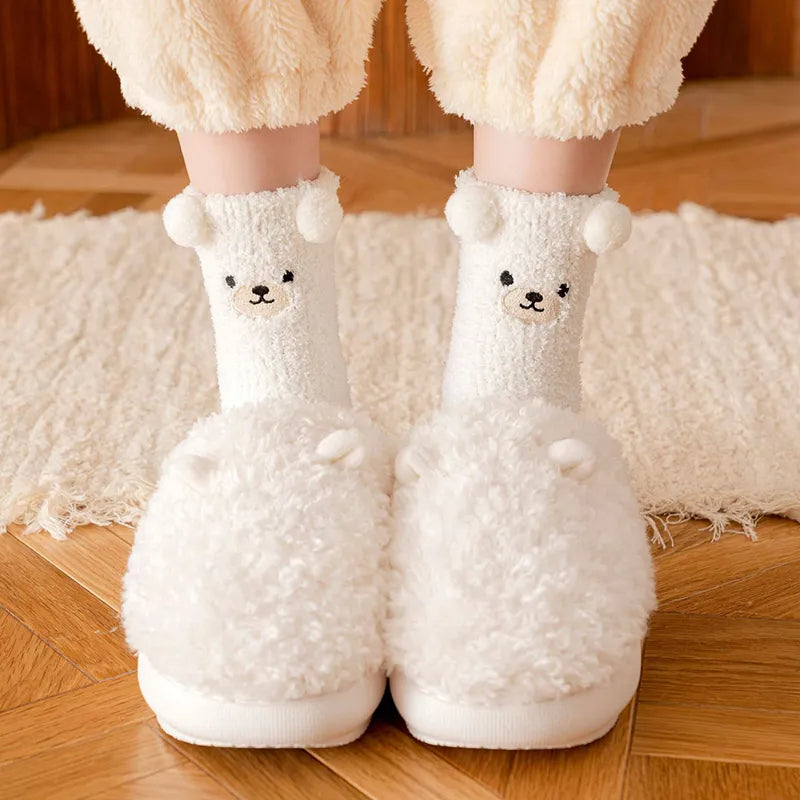 Bear Hug Bliss: Kawaii Fluffy Socks for Cozy Comfort