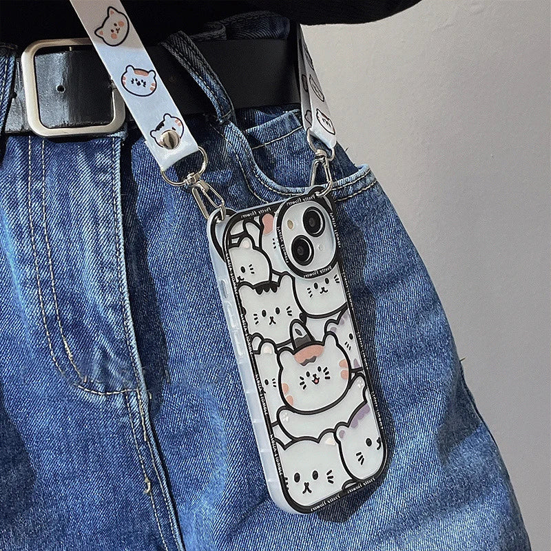 Kawaii Bear With Strap Phone Case