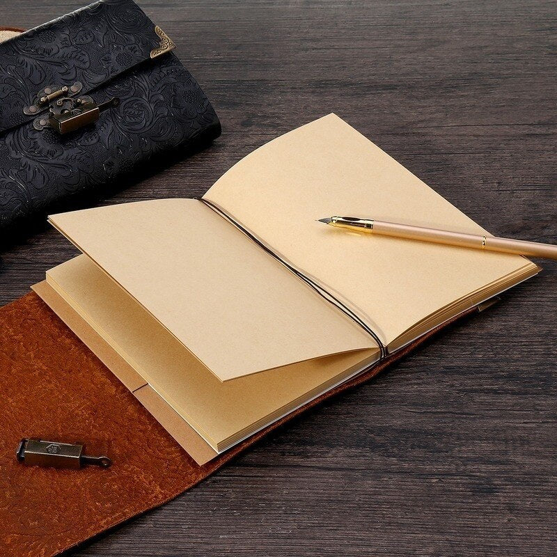 Embossed Soft Leather Diary with Lock and key