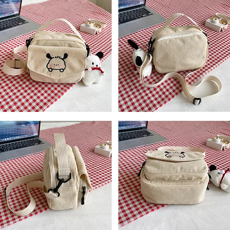 Corduroy Bear Shoulder Bag