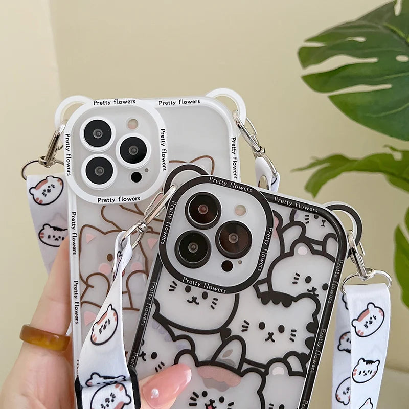 Kawaii Bear With Strap Phone Case