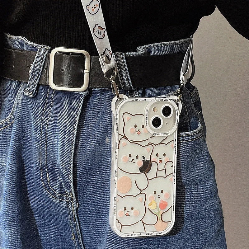 Kawaii Bear With Strap Phone Case