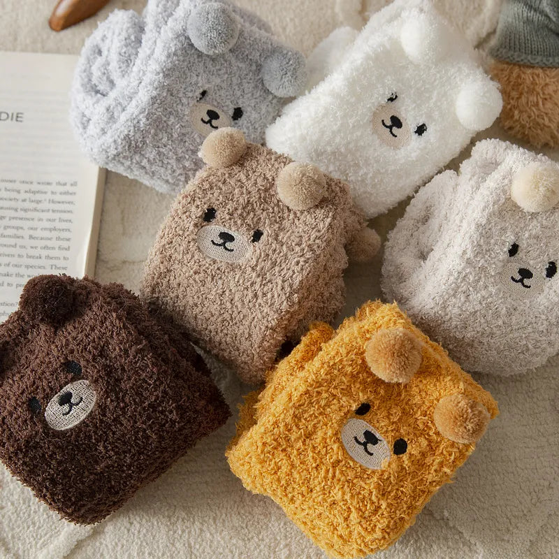 Bear Hug Bliss: Kawaii Fluffy Socks for Cozy Comfort – INSPIRE