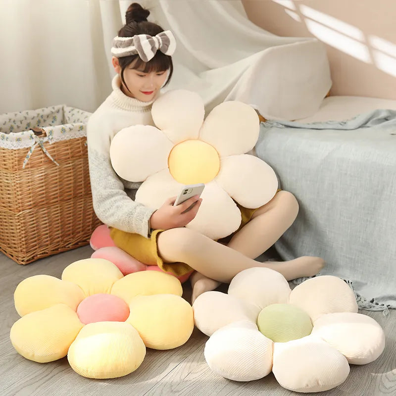 Kawaii Colourful Flower Plush Cushion