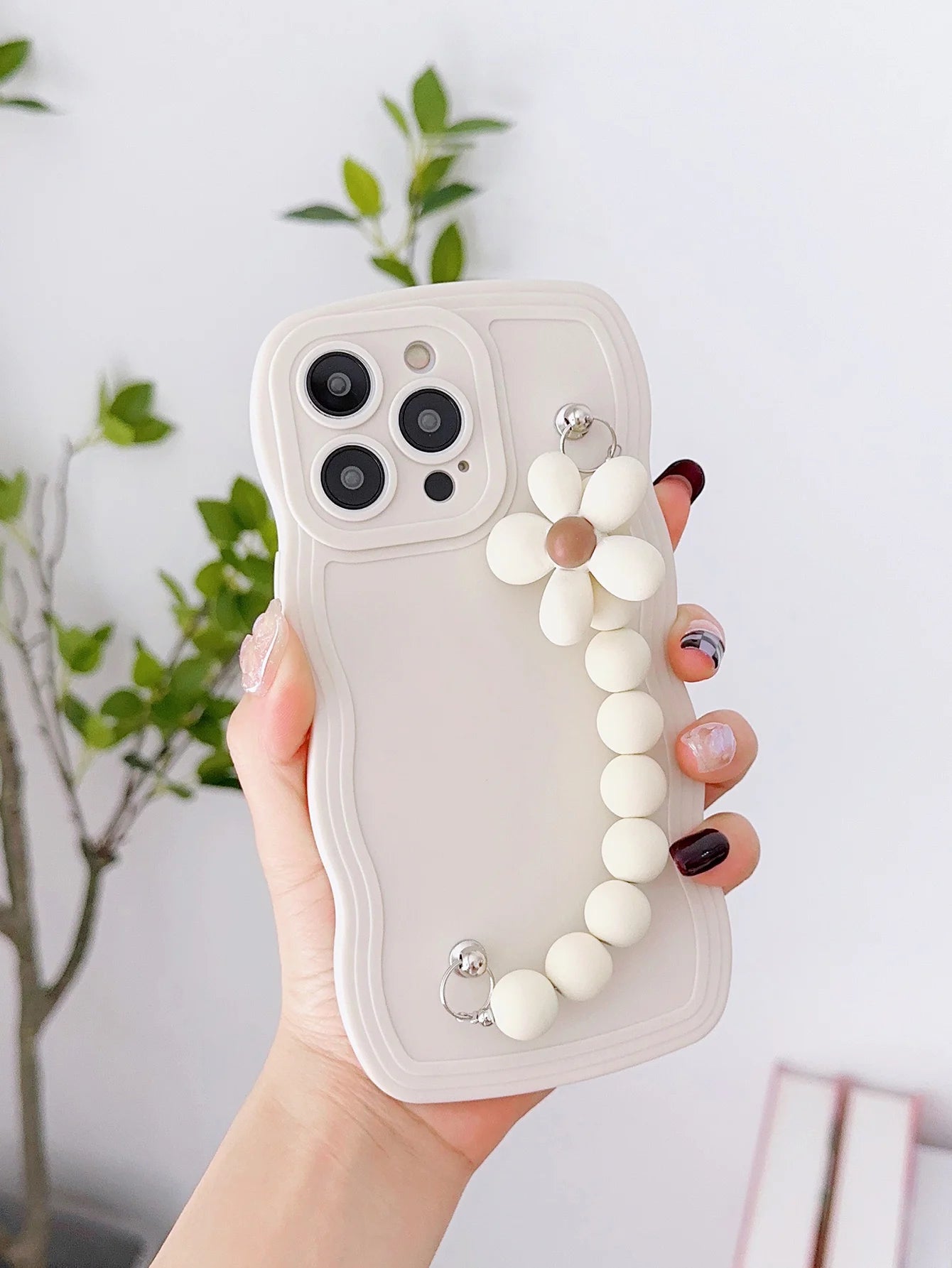 Flower Beaded Chain Phone Case