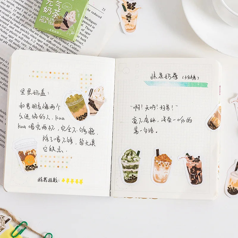 Boba Milk Tea Stickers- 45 pcs