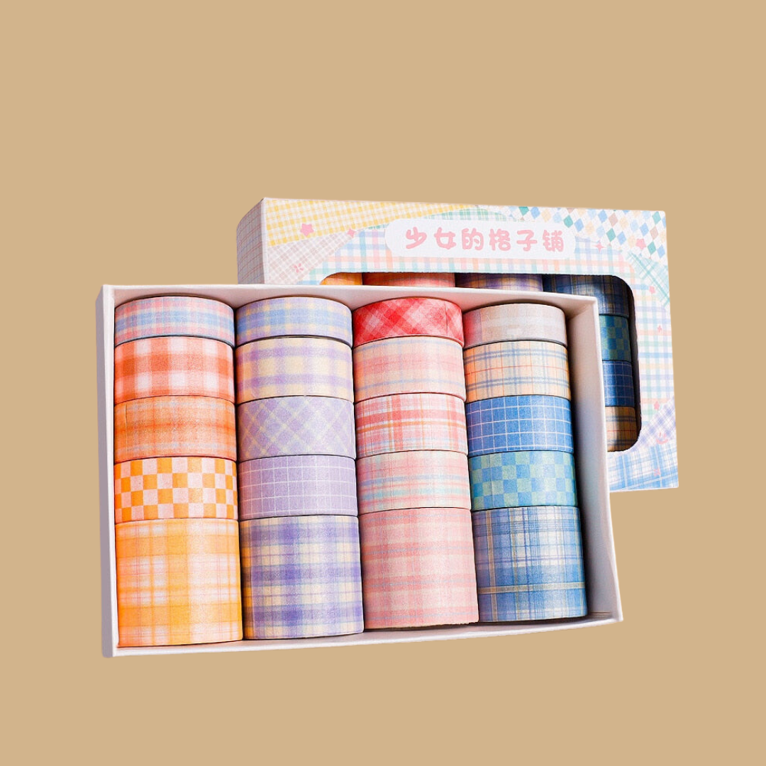 Checker Style Washi Tape Set- 20 Rolls